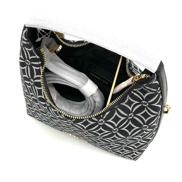 Michael Kors Ember Small Logo Jacquard Messenger Bag Black - Picture 7 of 11